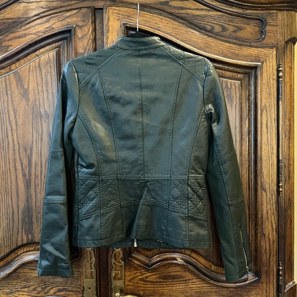 Black Rivet Faux Leather Forest Green Jacket XS - Picture 5 of 5